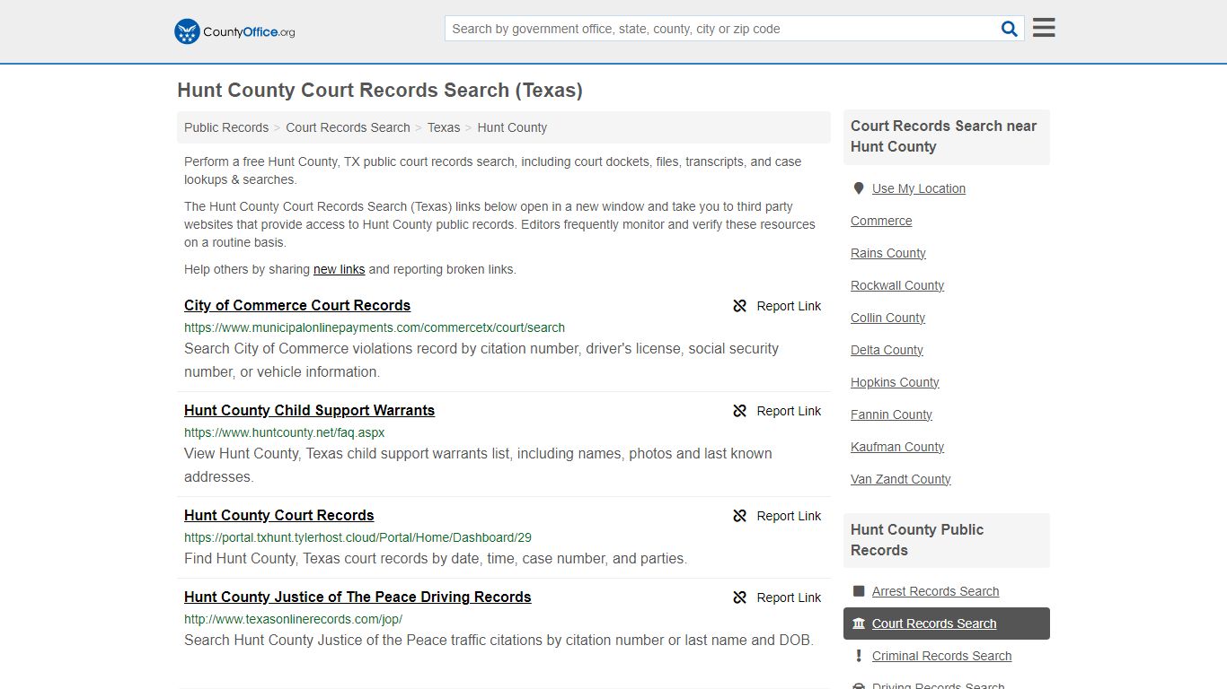 Hunt County Court Records Search (Texas) - County Office